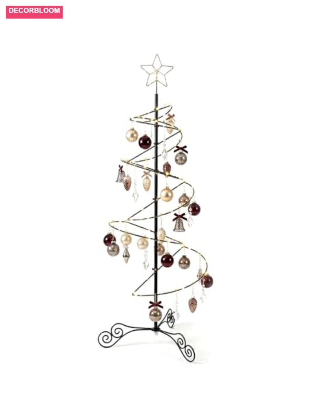 Spiral Ornament Display Tree 35 Hook Metal Stand Holiday Decor